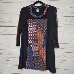 Libra Cowl Neck Patchwork Tunic